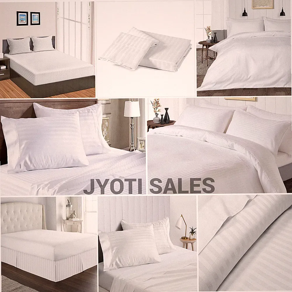 100% Cotton 1000 Thread Count White Stripe Select Sheets OR Duvet Covers