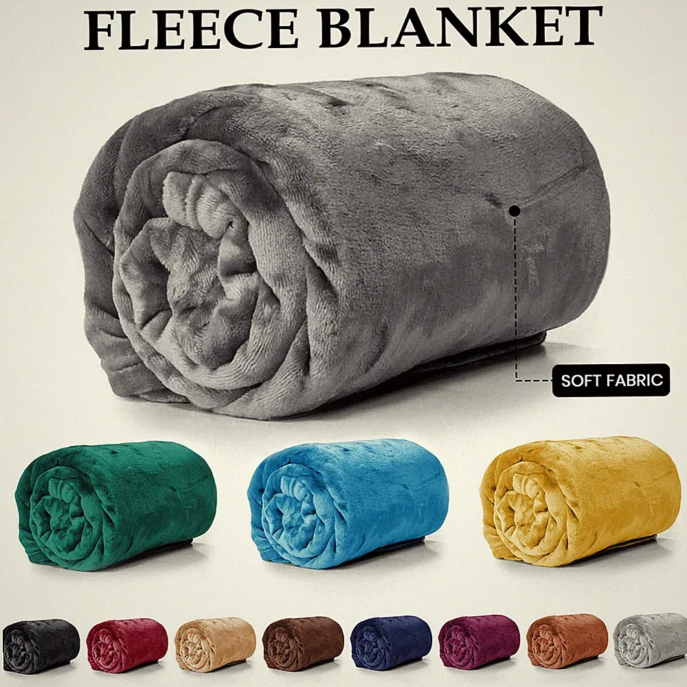 Luxury Cool Fleece Blanket Soft Warm Cozy Twin Queen Size Blankets Throw 310 GSM