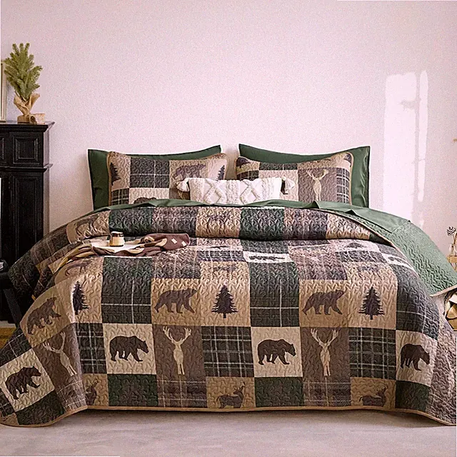 Rustic/Patchwork/Country,Reversible Lightweight Bedspread Set - GG Home