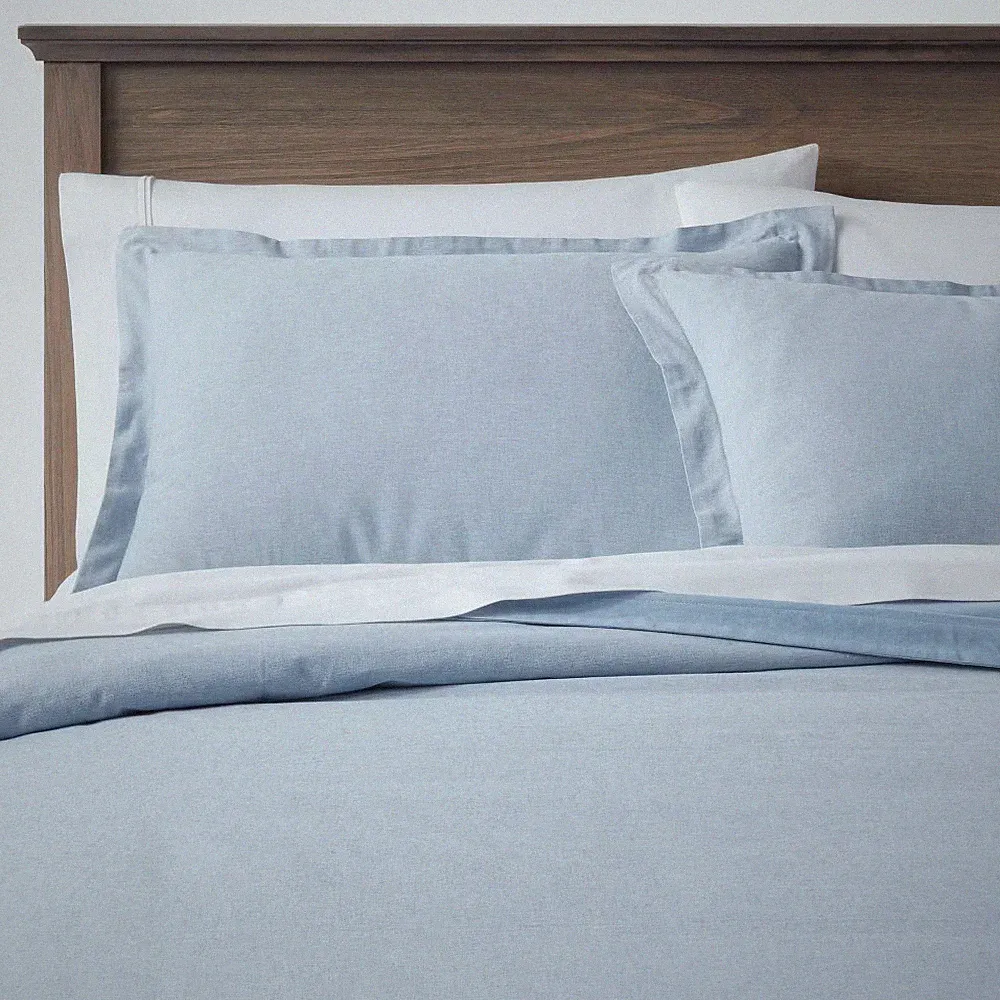 Threshold Duvet Cover Set Cotton/Linen Blend Chambray, Blue, Twin/TwinXL