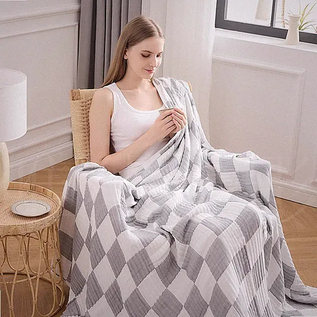 Twin Cotton Bed Blanket Soft Lightweight Breathable Muslin Gauze All Season Boho